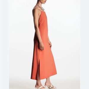 NWT COS Open Tie-Back Midi Dress in Orange, Size L